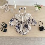 【66-130cm】ロンパース/ワンピース フリル襟 フラワー 姉妹服 - 画像 (11)