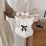 【66-90cm】ロンパース ブラック蝶結び フリル おしゃれ ベビー服 - 画像 (7)