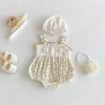 【66-90cm】ベビー 女の子 ロンパース 帽子付き 小花柄 - 画像 (3)
