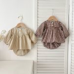 【66-90cm】ブラウス&ブルマ パフスリーブ チェック ディリー おしゃれ ベビー服 - 画像 (9)