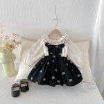 【73-100cm】ワンピース クマ柄 ブラック おしゃれ 女の子 定番 - 画像 (10)