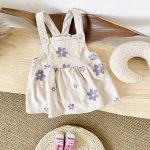 【73-110cm】サロペットワンピース パープル 花柄 刺しゅう おしゃれ 女の子 - 画像 (2)