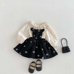 【73-100cm】ワンピース クマ柄 ブラック おしゃれ 女の子 定番 - 画像 (3)