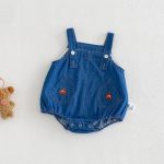 【66-90cm】二点セット サロペット＆シャツ デニム クマ柄 セットアップ - 画像 (7)