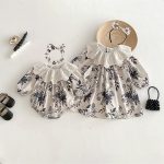 【66-130cm】ロンパース/ワンピース フリル襟 フラワー 姉妹服 - 画像 (2)
