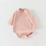 【66-90cm】ロンパース 無地 リブ シンプル 着心地良い ベビー服 - 画像 (7)