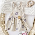【73-110cm】サロペットワンピース パープル 花柄 刺しゅう おしゃれ 女の子 - 画像 (4)