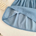 【66-130cm】ロンパース/ワンピース パフスリーブ ブルー 姉妹服 - 画像 (17)