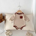 【66-90cm】ロンパース ポケット付き ドット柄 肌に優しい ベビー服 - 画像 (10)
