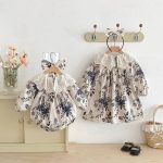 【66-130cm】ロンパース/ワンピース フリル襟 フラワー 姉妹服 - 画像 (4)