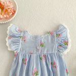 【66-130cm】ロンパース/ワンピース ブルーストライプ フリル 姉妹服 - 画像 (19)