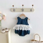 【66-90cm】ベビー 女の子 ノースリーブ ロンパース レース - 画像 (3)