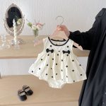 【66-90cm】ベビー 女の子 ロンパース ノースリーブ リボン付き