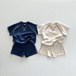 【80-130cm】ベビー キッズ 半袖 セットアップ 無地 シンプル