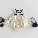 【66-90cm】ベビー 女の子 ロンパース ノースリーブ リボン付き - 画像 (4)