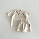 【80-130cm】ベビー キッズ 半袖 セットアップ 無地 シンプル - 画像 (3)