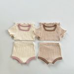 【66-90cm】ベビー 女の子 セットアップ 無地 シンプル