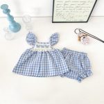 【66-90cm】ベビー 女の子 おしゃれ チェック柄 セットアップ - 画像 (2)