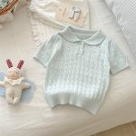 【90-140cm】女の子 半袖Tシャツ ニット 無地 ナチュラル - 画像 (6)