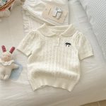 【90-140cm】女の子 半袖Tシャツ ニット 無地 ナチュラル - 画像 (7)
