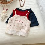 【90-140cm】女の子 セットアップ 花柄 キャミソール+インナー+ミニスカート - 画像 (3)