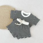 【73-120cm】ベビー服 セットアップ 半袖Tシャツ&ショートパンツ ボーダー柄 - 画像 (9)