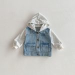 【80-130cm】アウター デニム 帽子付き カジュアル 合わせやすい ジャケット - 画像 (3)