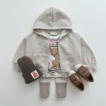【80-130cm】セットアップ ジップパーカー フード付き カジュアル 二点セット - 画像 (16)