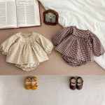 【66-90cm】ブラウス&ブルマ パフスリーブ チェック ディリー おしゃれ ベビー服 - 画像 (3)