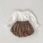 【66-100cm】二点セット ホワイト ブラウス&花柄 ブルマ セットアップ - 画像 (8)