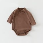 【66-90cm】ロンパース 無地 リブ シンプル 着心地良い ベビー服 - 画像 (5)