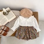 【66-100cm】二点セット ホワイト ブラウス&花柄 ブルマ セットアップ - 画像 (3)