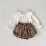 【66-100cm】二点セット ホワイト ブラウス&花柄 ブルマ セットアップ - 画像 (7)