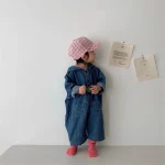 【66-90cm】オールインワン フード付き デニム ルーズ 定番 ベビー服 - 画像 (2)