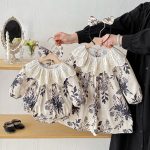 【66-130cm】ロンパース/ワンピース フリル襟 フラワー 姉妹服 - 画像 (13)