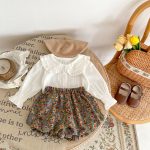 【66-100cm】二点セット ホワイト ブラウス&花柄 ブルマ セットアップ - 画像 (5)