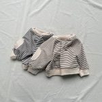 【73-100cm】トレーナー ボーダー パッチワーク ルーズ カジュアル トップス - 画像 (3)