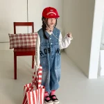 【80-130cm】デニム サロペット 英字柄 カジュアル 女の子 ボトムス - 画像 (7)