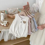 【66-90cm】ベビー ロンパース ノースリーブ 熊柄 - 画像 (7)
