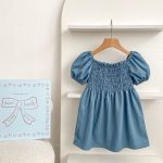 【66-130cm】ロンパース/ワンピース パフスリーブ ブルー 姉妹服 - 画像 (11)