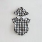 【66-90cm】ロンパース&帽子 チェック ルーズ 肌に優しい ベビー服 - 画像 (7)