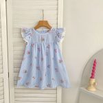 【66-130cm】ロンパース/ワンピース ブルーストライプ フリル 姉妹服 - 画像 (13)