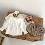 【66-100cm】二点セット ホワイト ブラウス&花柄 ブルマ セットアップ - 画像 (6)
