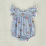 【66-130cm】ロンパース/ワンピース ブルーストライプ フリル 姉妹服 - 画像 (14)
