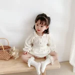 【66-100cm】セットアップ 丸襟 刺繍 可愛い ベビー服