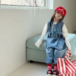 【80-130cm】デニム サロペット 英字柄 カジュアル 女の子 ボトムス - 画像 (9)