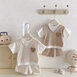 【73-110cm】二点セット レイヤード ワッフル クマ セットアップ - 画像 (11)