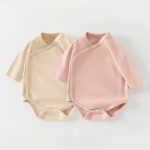 【66-90cm】ロンパース 無地 リブ シンプル 着心地良い ベビー服 - 画像 (3)
