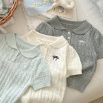 【90-140cm】女の子 半袖Tシャツ ニット 無地 ナチュラル - 画像 (4)
