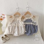 【66-90cm】ベビー 女の子 ノースリーブ ロンパース フリルデザイン - 画像 (2)